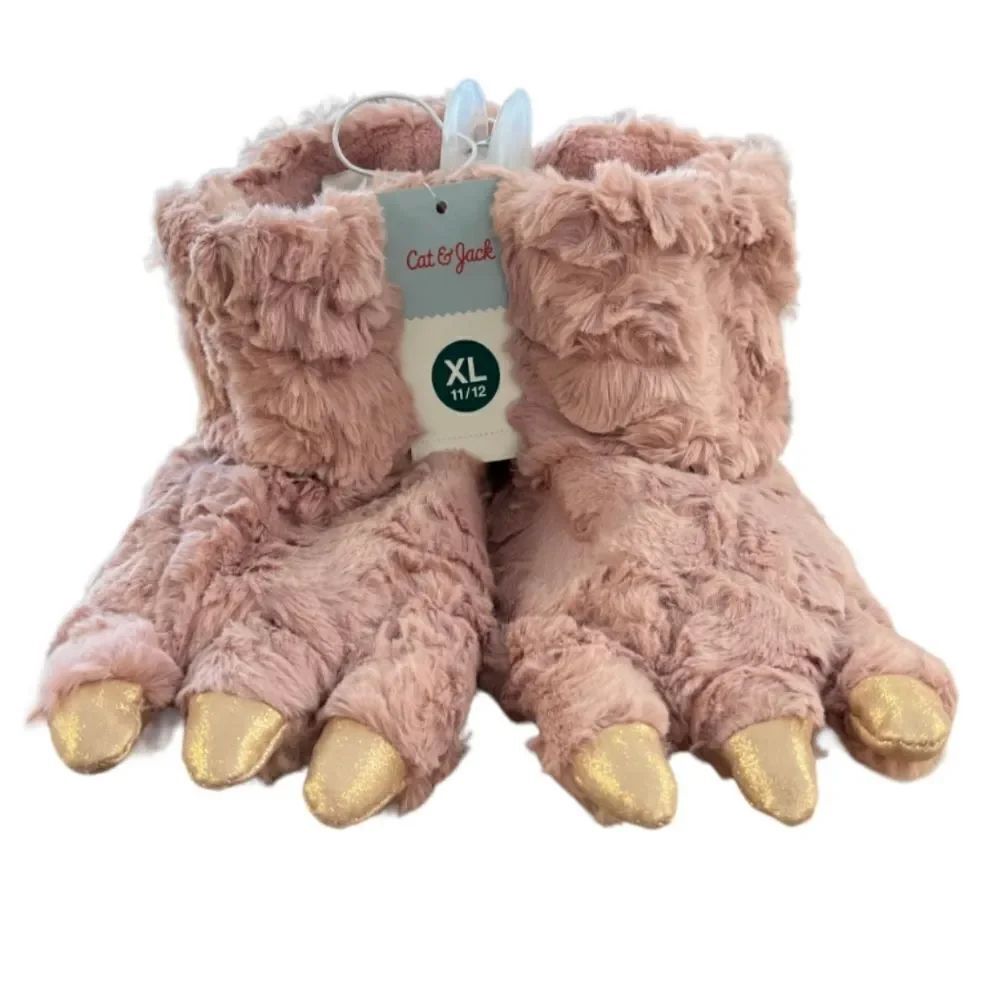 Cat & Jack Pink Dinosaur Slippers 11/12